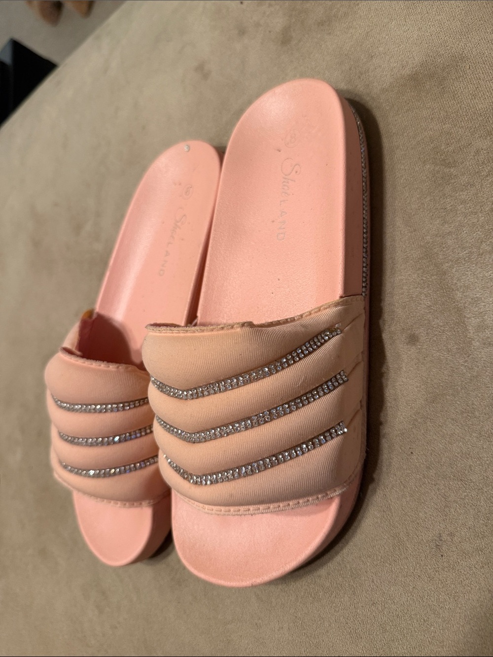 Pink Embellished Slide Sandals - Women